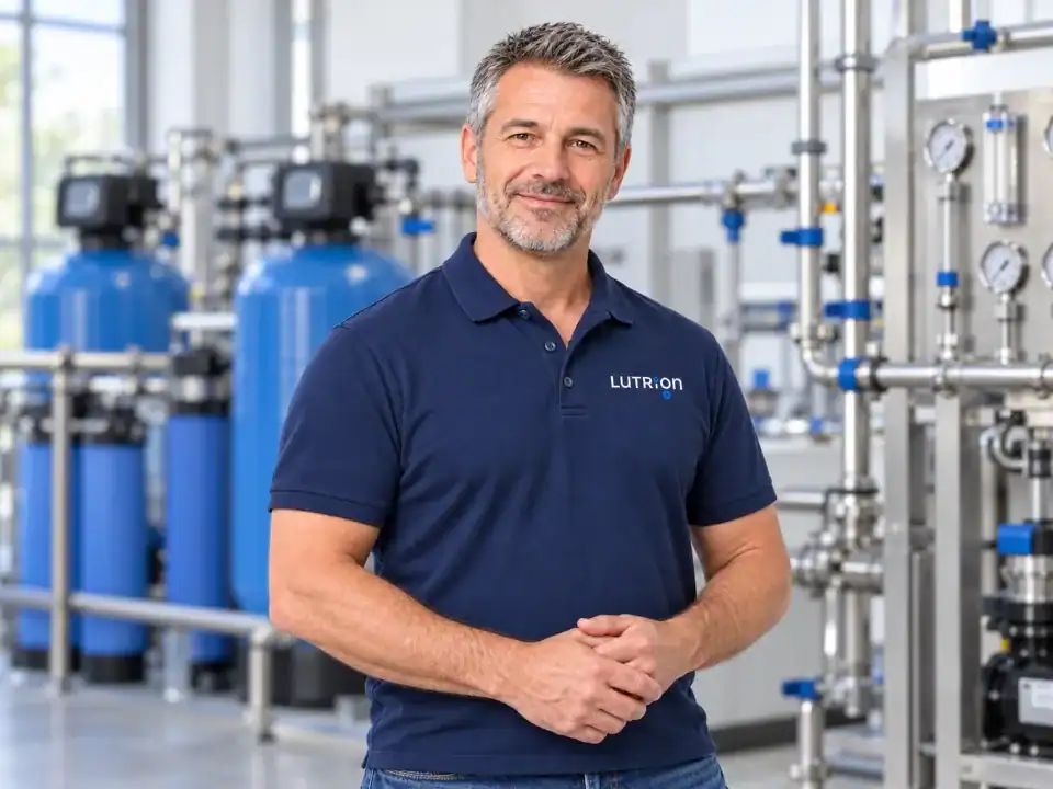 Mitarbeiter bei Wasseraufbereitung mit moderner Technik.